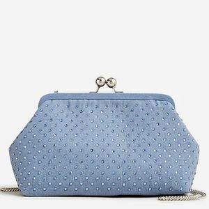 J. Crew Portofino canvas clutch with crystals